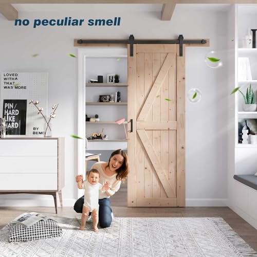 FREDBECK 48in x 80in Sliding Wood Barn Door with 8FT Hardware Kit V8036