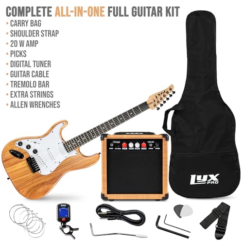 LyxPro Electric Guitar 39" Beginner Starter Kit with 20W Amp, Black B69338