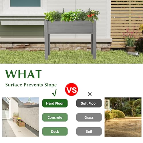 Raised Garden Bed with Legs 40x20x31 Outdoor Wood Planter Box N314255