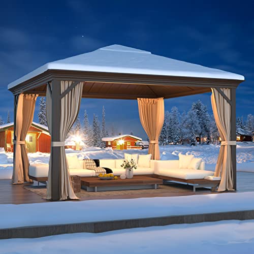 EROMMY 14'x20' Hardtop Gazebo Double Roof Galvanized Steel Outdoor Pavilion G3084