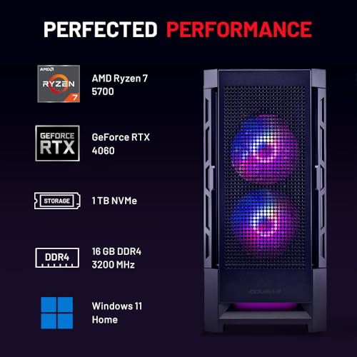 Skytech Blaze4 Mini Gaming PC Desktop, Ryzen 7 5700, RTX 4060, 1TB SSD, 16GB RAM W80305