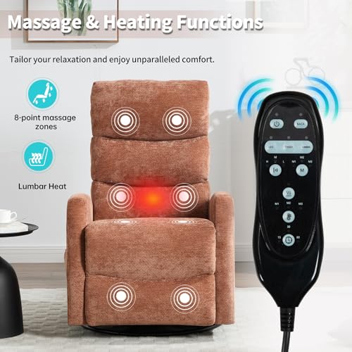 Massage Chair Recliner with Heat, Swivel Rocking, High Back Fabric Black V2333