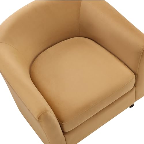 FLEXISPOT Accent Barrel Chair with Ottoman, Velvet Upholstered, White U587
