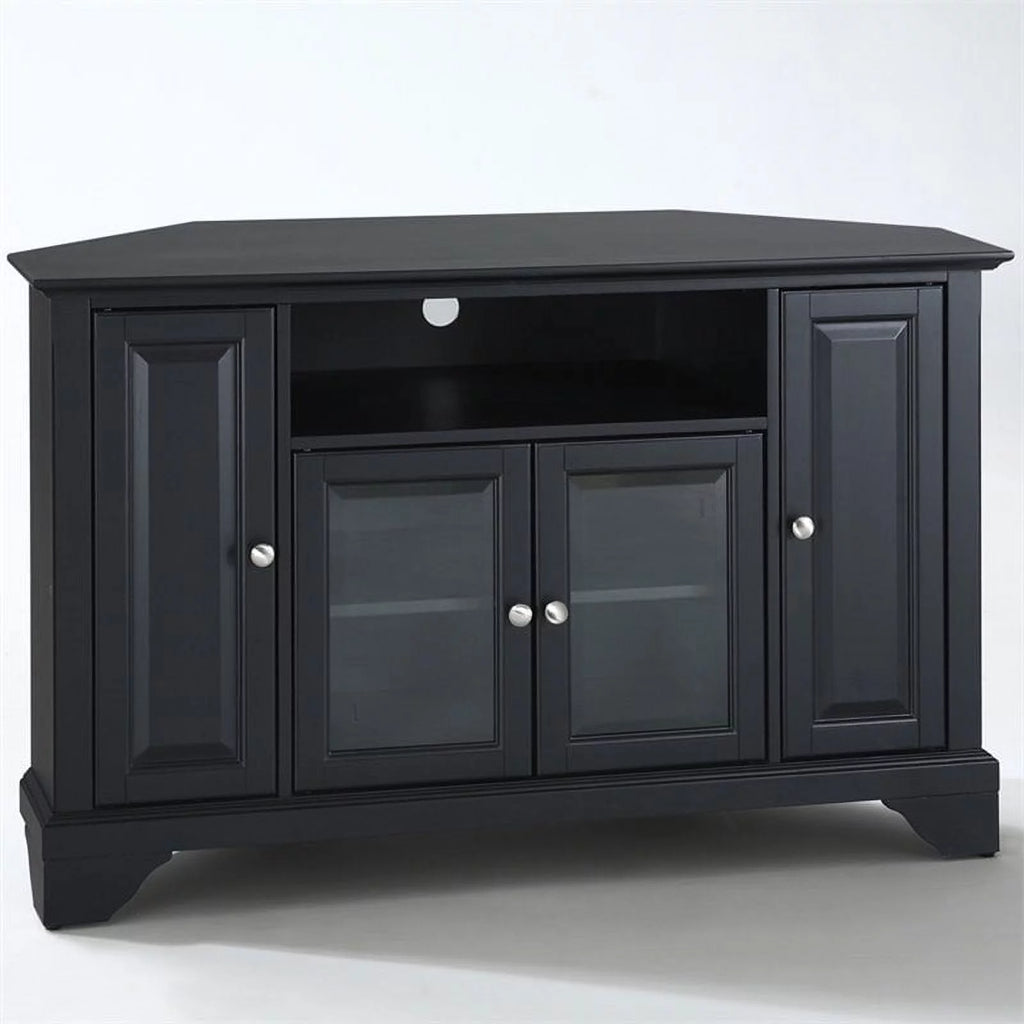 Pemberly Row 48" Corner TV Stand in Black