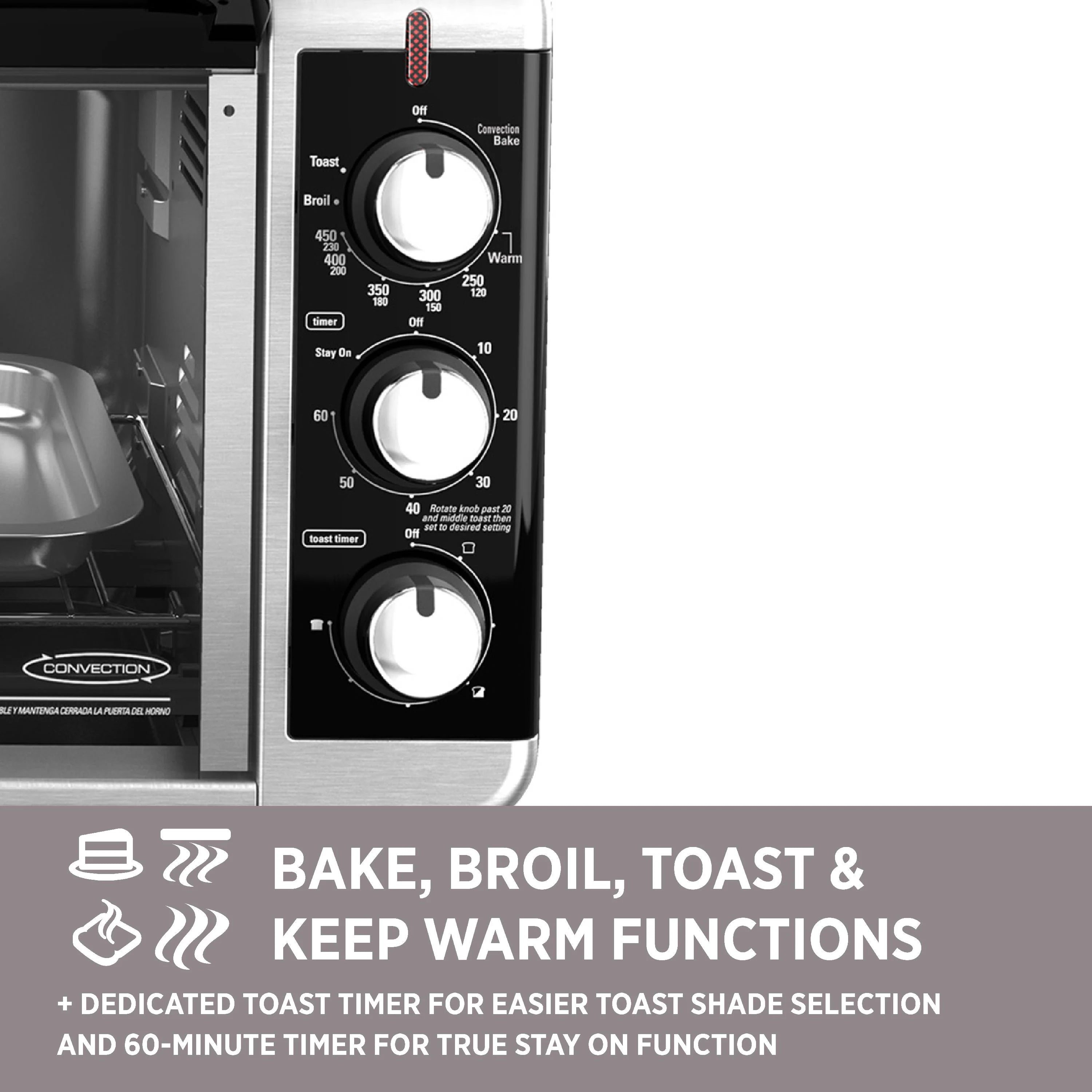 BLACK+DECKER 8 Slice Extra-Wide Stainless Steel Toaster Oven P334