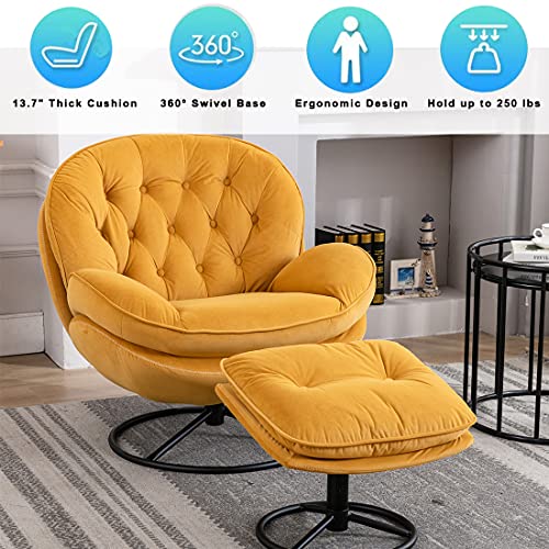 Baysitone Velvet Swivel Accent Chair with Ottoman Set, Modern Lounge Chair, Fruit Green Q36819