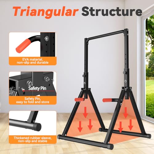 Power Tower Pull Up Dip Station Foldable Adjustable Home Gym Z306594