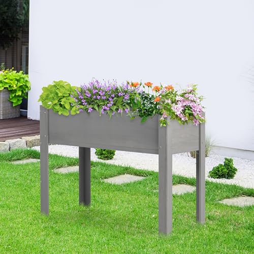 Raised Garden Bed with Legs 40x20x31 Outdoor Wood Planter Box N314255
