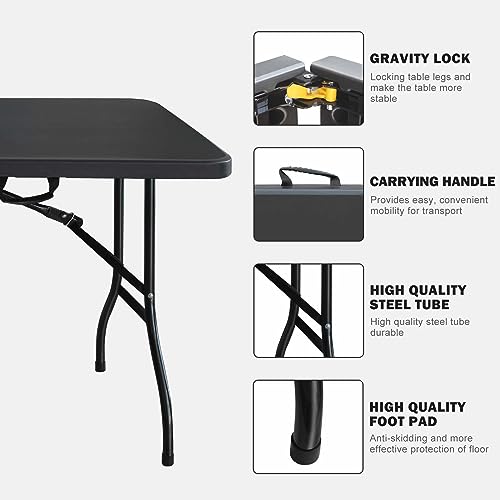Portable Plastic Folding Table 4ft Heavy Duty Indoor Outdoor Y145657
