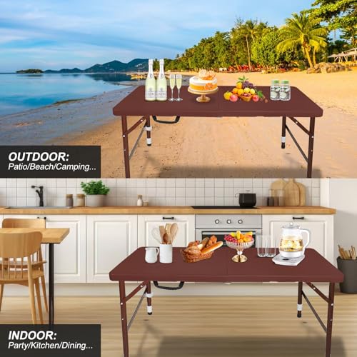 Portable Plastic Folding Table 4ft Heavy Duty Indoor Outdoor Y145657