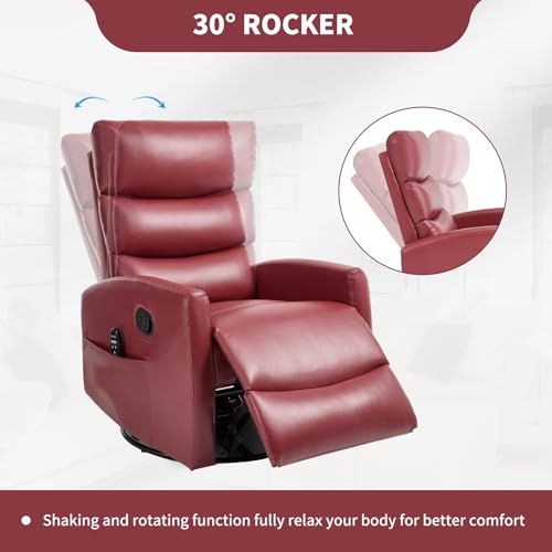 Massage Chair Recliner with Heat, Swivel Rocking, High Back Fabric Black V2333