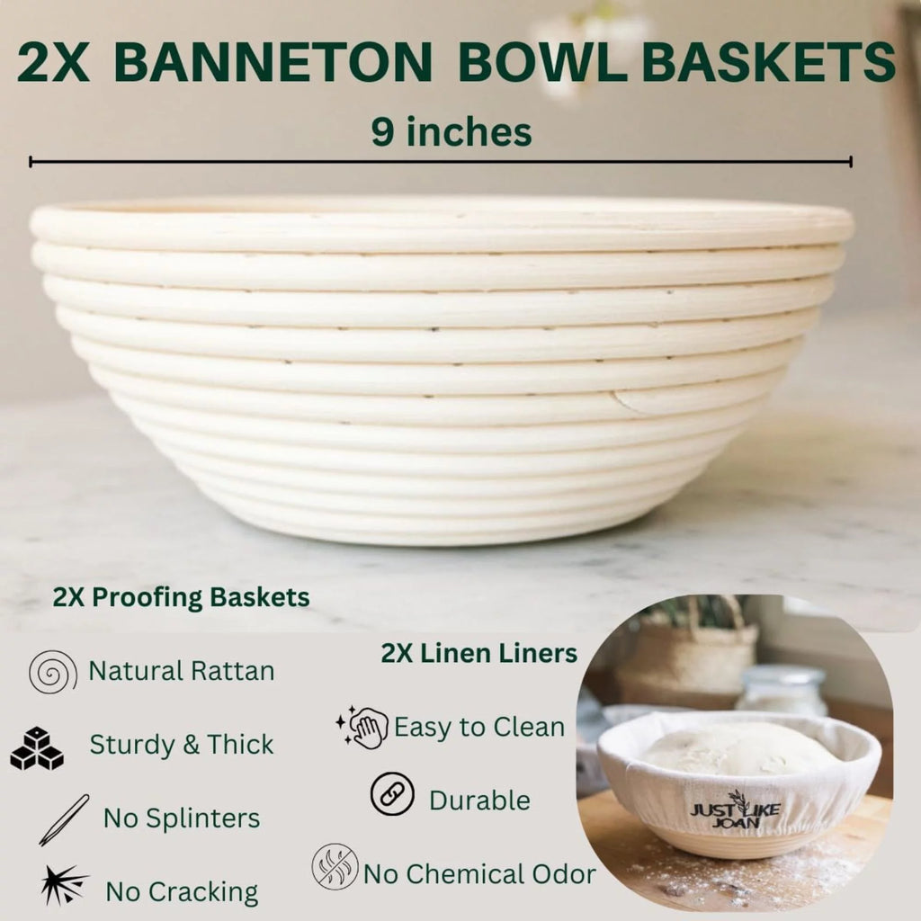 Sourdough Bread Baking Supplies Kit with Starter Jar and Banneton Basket B802