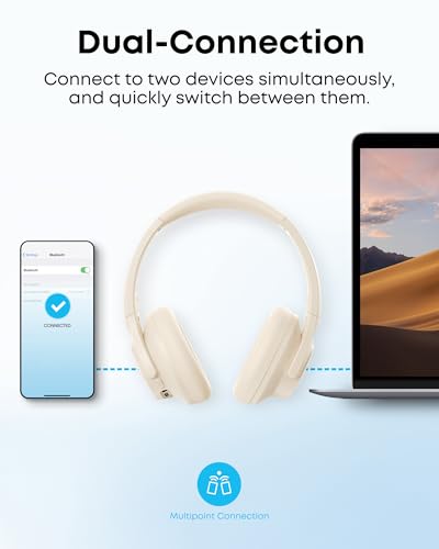 Soundcore by Anker Q20i Hybrid Active Noise Cancelling Headphones, Wireless Over-Ear Bluetooth, White S574