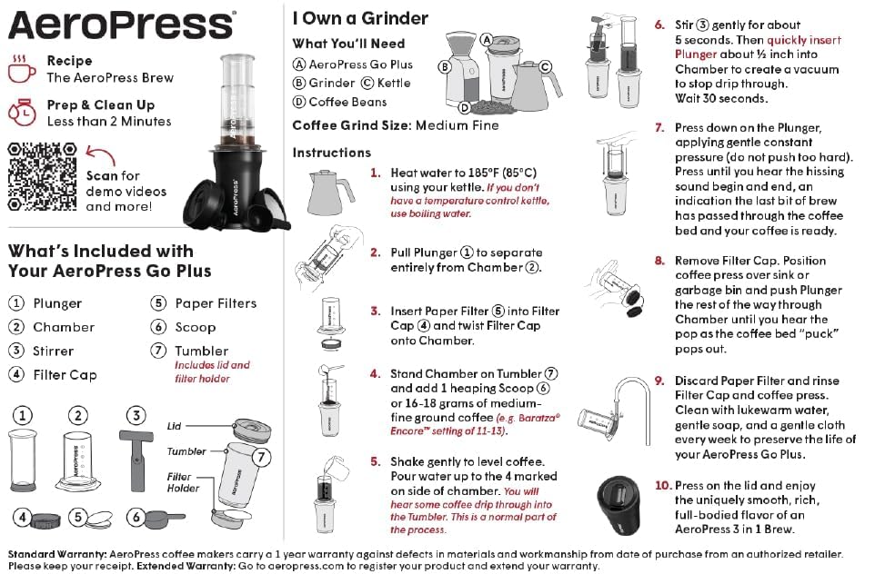 AeroPress Go Travel Coffee Press Kit - Portable 3-in-1 Coffee Maker E954