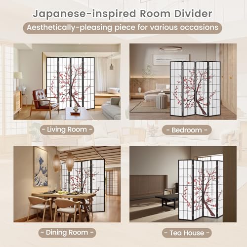 Giantex 4 Panel 6FT Room Divider, Folding Privacy Screen, White Y9239