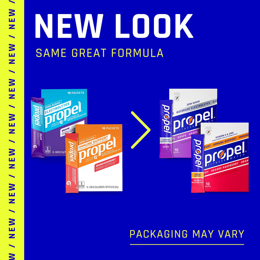 Propel Powder Packets 4 Flavor Variety Pack with Electrolytes, No Sugar, 10 Count (Pack of 5) L72448