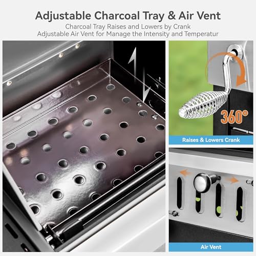 3 Burner Propane Charcoal Combo Grill with Side Burner, 685 SQIN W461