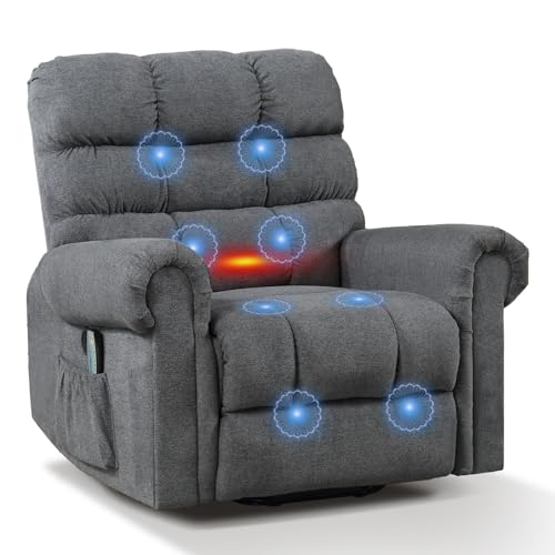ANJ Large Power Lift Recliner Chair with Massage and Heat for Elderly, Camel Z8802