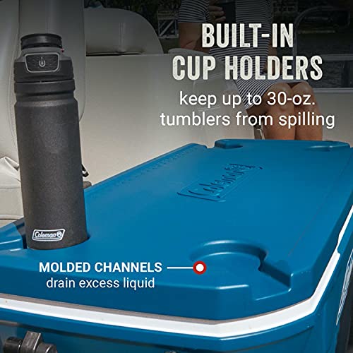 Coleman Classic Series Insulated Rolling Cooler, 65-Quart, Leak-Resistant F832