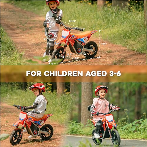 AIII Electric Dirt Bike for Kids 3-7, 12-Inch Off-Road Tires, Red X89100