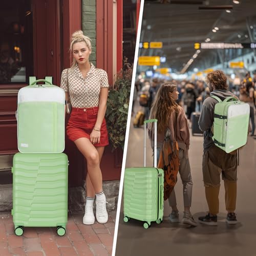 Lightweight 3-Piece Hardshell Luggage Set with Spinner Wheels & TSA Lock, Light Avocado Green B502471
