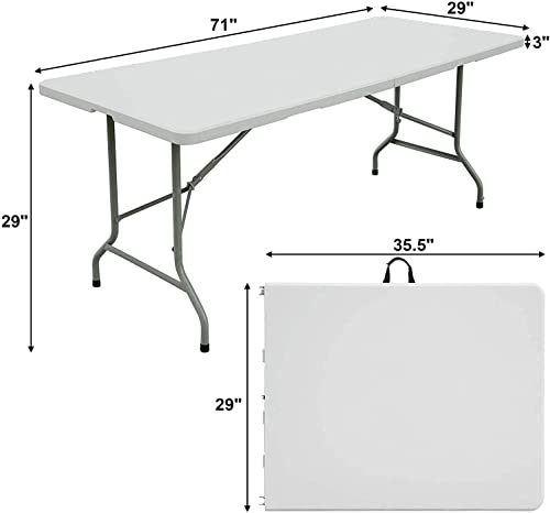 6ft Folding Table White Plastic Portable Indoor Outdoor K370