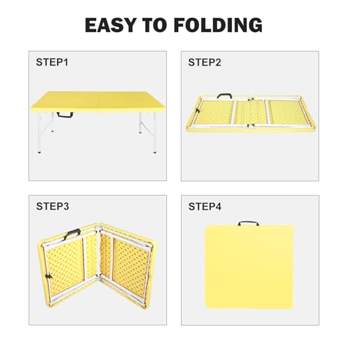 Portable Plastic Folding Table 4ft Heavy Duty Indoor Outdoor Y145657