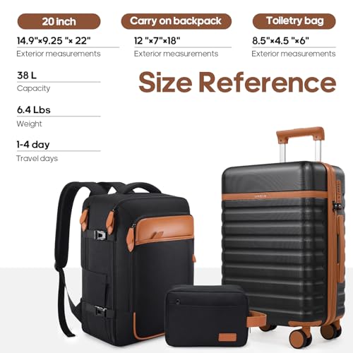 Luggage Sets 3 Piece, Carry On 20 Inch Hardside Suitcase with Spinner Wheels and TSA Lock J67858