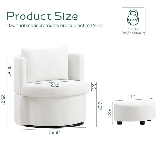 Modern Swivel Accent Chair with Storage Base and Ottoman, Cream J788903