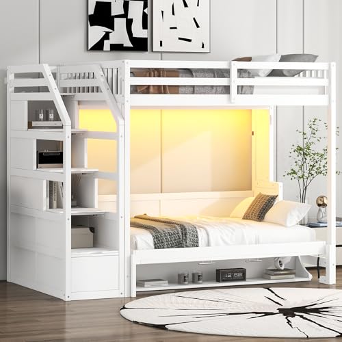 Merax Queen Murphy Bed Wall Bed with Sofa and Cushion, White V57291