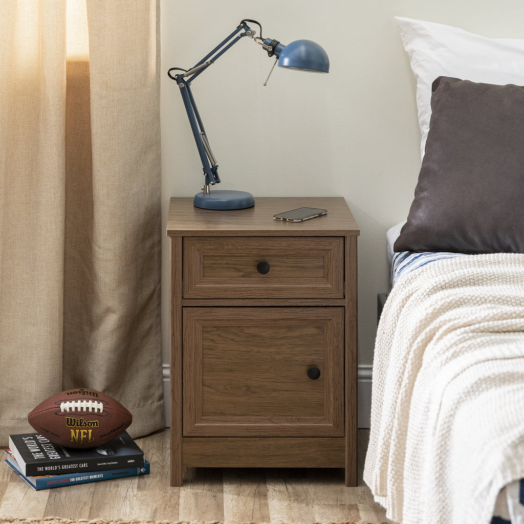 Manor Park Classic 1 Door Drawer Nightstand, Dark Walnut F8046