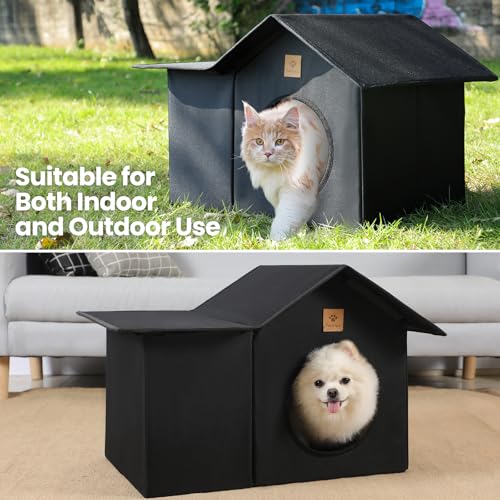 Weatherproof Insulated Outdoor Cat House with Waterproof Oxford Fabric U8928