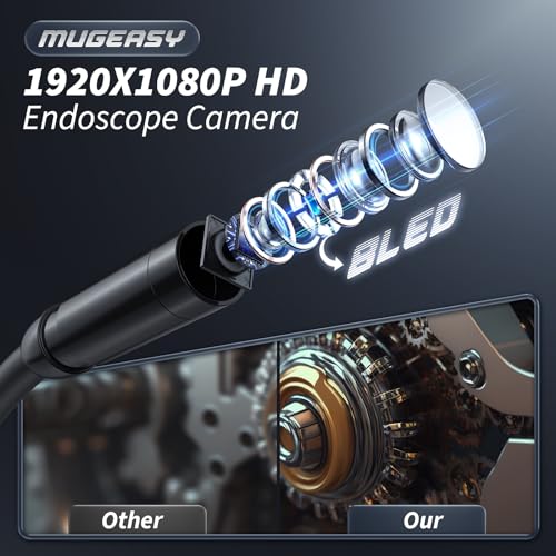 Endoscope Camera with Light, 4.3" IPS Screen, 1920P HD, 16.4FT Semi-Rigid Cord, IP67 Waterproof, Orange G627561