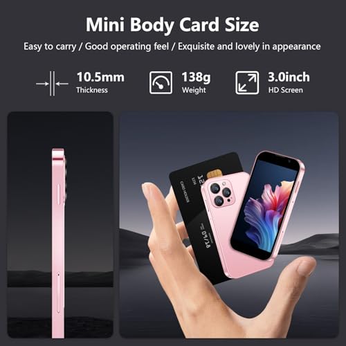 Mini Phone 4G Unlocked Small Smartphone 3.0" Touch Screen Dual SIM 2GB+16GB Black P776944