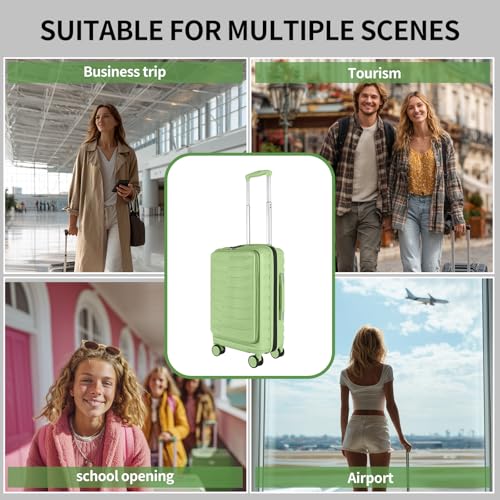 Lightweight 3-Piece Hardshell Luggage Set with Spinner Wheels & TSA Lock, Light Avocado Green B502471