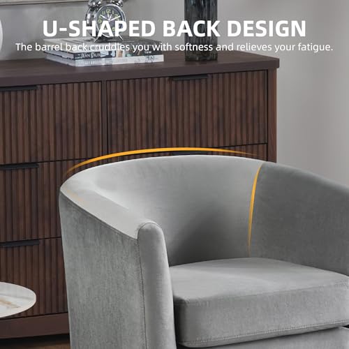 FLEXISPOT Accent Barrel Chair with Ottoman, Velvet Upholstered, White U587