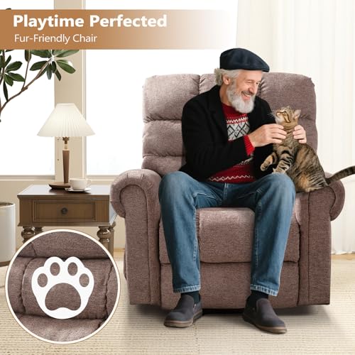 ANJ Large Power Lift Recliner Chair with Massage and Heat for Elderly, Camel Z8802