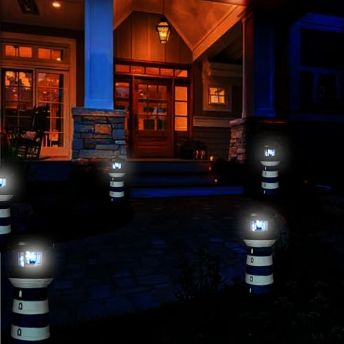 Solar Lighthouse Rotating Beacon LED Light for Yard Garden Nautical Decor K763308