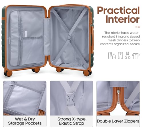 Luggage Sets 3 Piece, Carry On 20 Inch Hardside Suitcase with Spinner Wheels and TSA Lock J67858