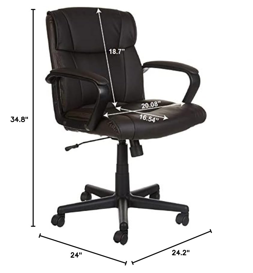 Amazon Basics Office Task Desk Chair with Padded Armrests, White Faux Leather W1292