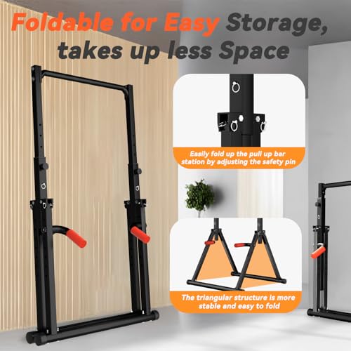Power Tower Pull Up Dip Station Foldable Adjustable Home Gym Z306594