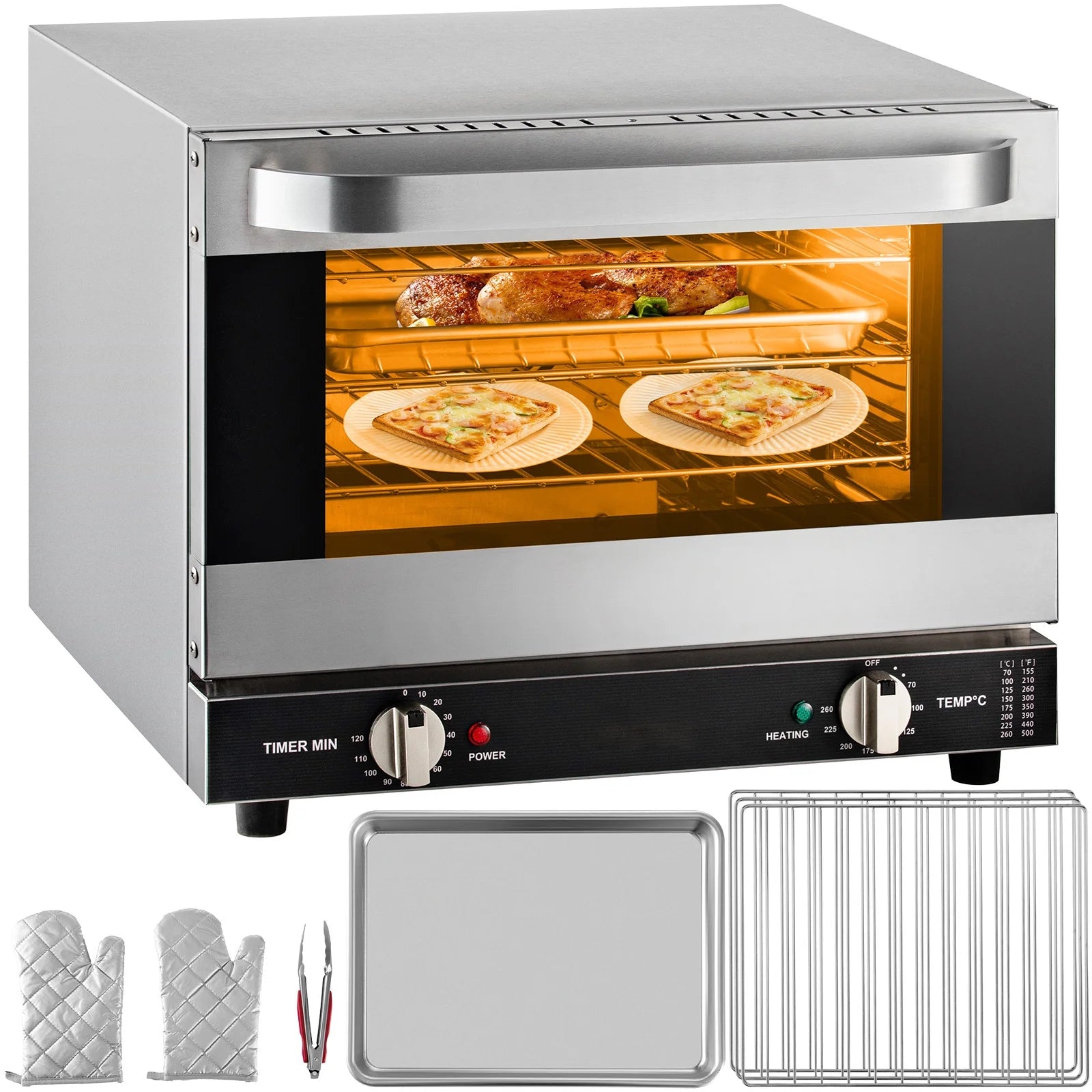 Commercial Convection Oven 21L Countertop Electric Baking Oven with Front Glass Door H6286