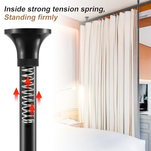 Tension Room Divider Curtain Rod, No Drilling, Heavy Duty Metal, Black L878936