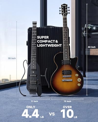 Donner HUSH-X Electric Guitar Kit - Featherlight Travel Guitar, Mahogany Solid Body, Metallic White A941