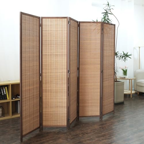 Bamboo Room Divider 6 Panel Folding Screen 67"H x 92.1"W X2437