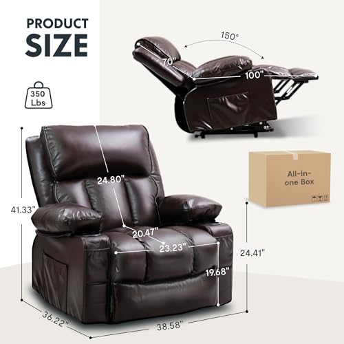 FLEXISPOT XL31 Power Lift Recliner Chair for Elderly, Electric Massage & Heat, PU Leather, Black C786106