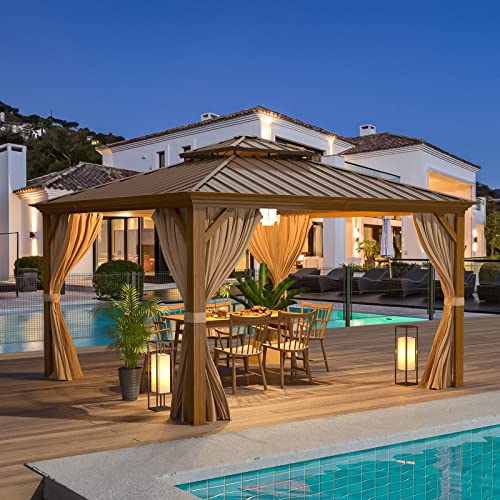 EROMMY 14'x20' Hardtop Gazebo Double Roof Galvanized Steel Outdoor Pavilion G3084