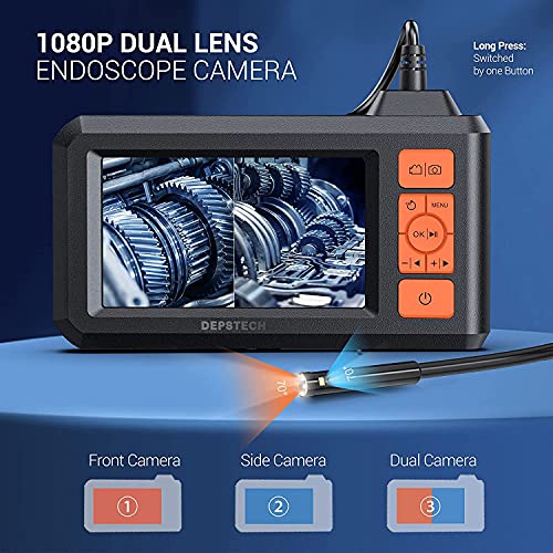 DEPSTECH Dual Lens Industrial Endoscope 1080P Inspection Camera with 4.3" LCD Screen D9013