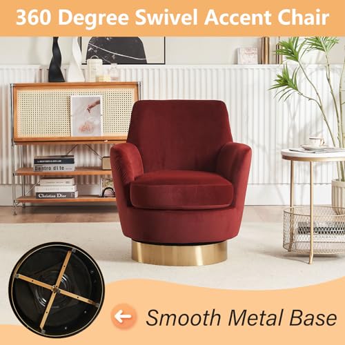 Swivel Barrel Chair Set of 2, Modern Velvet Accent Chairs, Orange P5409