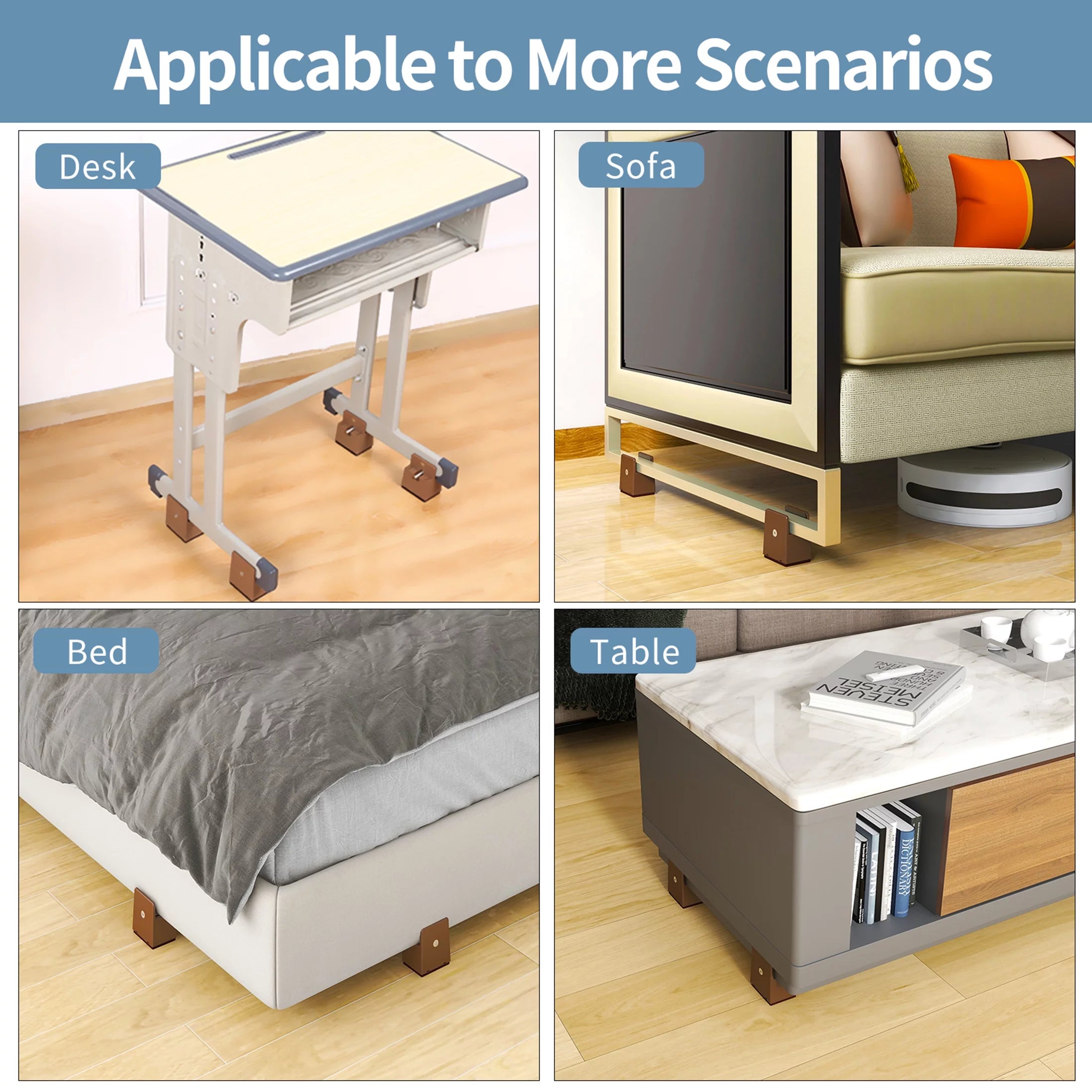 Ezprotekt Adjustable Bed Riser, Heavy Duty Furniture Risers, 4 Pack T988